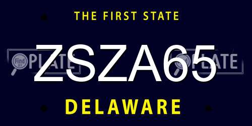 ZSZA65 Delaware License Plate