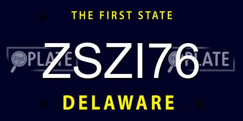 ZSZI76 Delaware License Plate