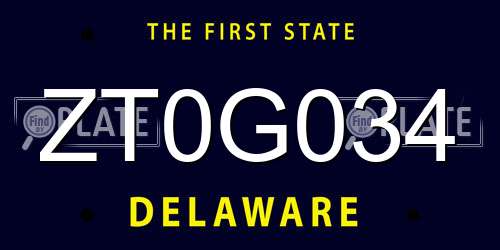 ZT0G034 Delaware License Plate