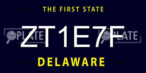 ZT1E7F Delaware License Plate