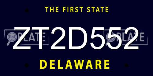 ZT2D552 Delaware License Plate