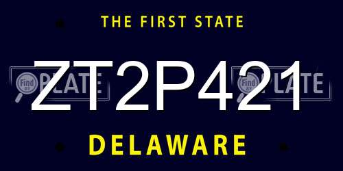 ZT2P421 Delaware License Plate