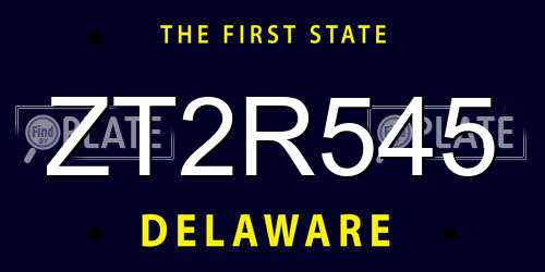 ZT2R545 Delaware License Plate
