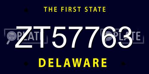ZT57763 Delaware License Plate