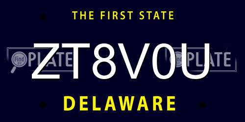 ZT8V0U Delaware License Plate