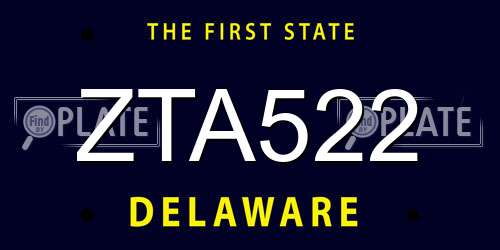 ZTA522 Delaware License Plate