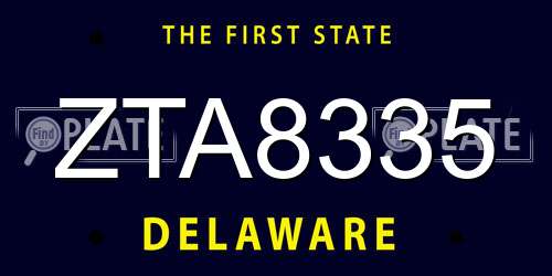 ZTA8335 Delaware License Plate