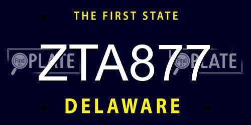 ZTA877 Delaware License Plate