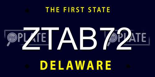 ZTAB72 Delaware License Plate
