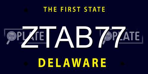 ZTAB77 Delaware License Plate