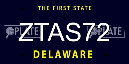 ZTAS72 Delaware License Plate