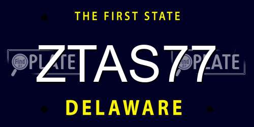 ZTAS77 Delaware License Plate