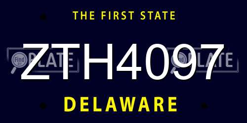 ZTH4097 Delaware License Plate