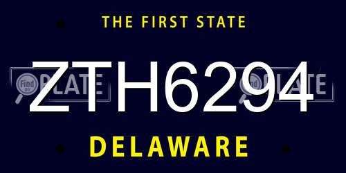 ZTH6294 Delaware License Plate