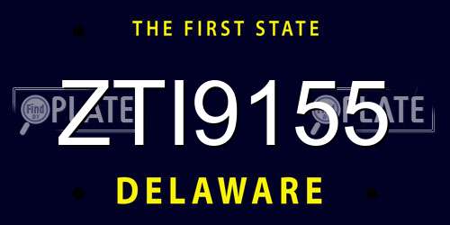 ZTI9155 Delaware License Plate
