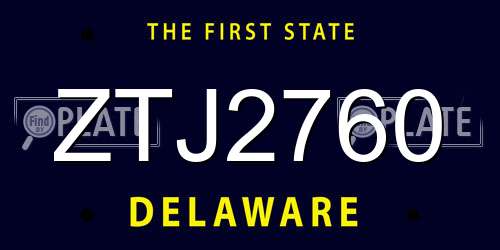 ZTJ2760 Delaware License Plate