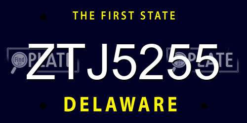 ZTJ5255 Delaware License Plate