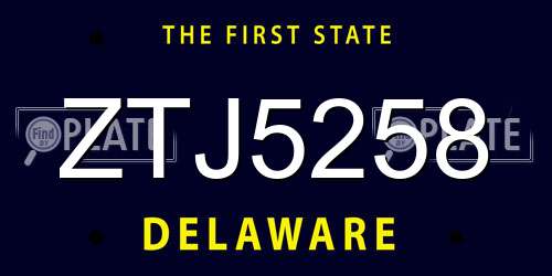 ZTJ5258 Delaware License Plate