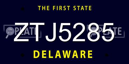 ZTJ5285 Delaware License Plate