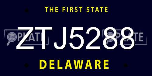 ZTJ5288 Delaware License Plate
