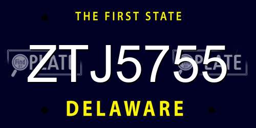 ZTJ5755 Delaware License Plate