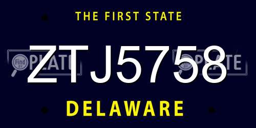 ZTJ5758 Delaware License Plate