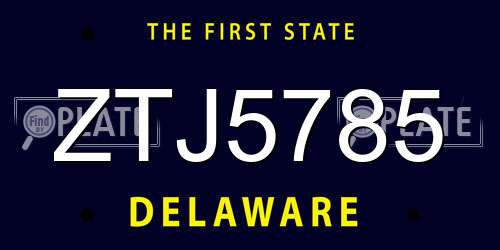 ZTJ5785 Delaware License Plate