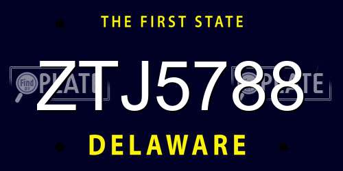 ZTJ5788 Delaware License Plate