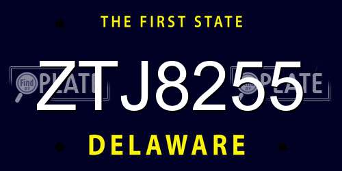 ZTJ8255 Delaware License Plate