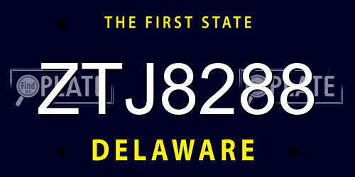 ZTJ8288 Delaware License Plate