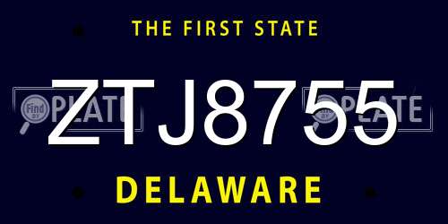 ZTJ8755 Delaware License Plate