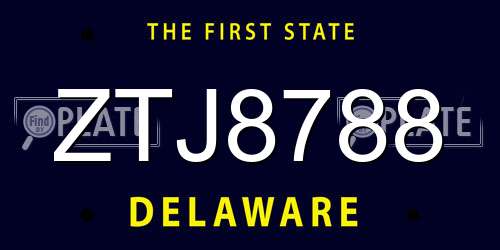 ZTJ8788 Delaware License Plate