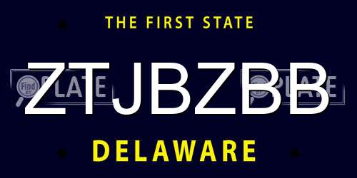 ZTJBZBB Delaware License Plate
