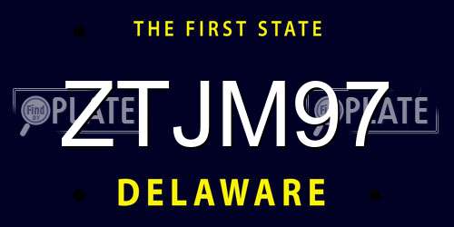 ZTJM97 Delaware License Plate