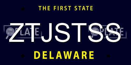 ZTJSTSS Delaware License Plate