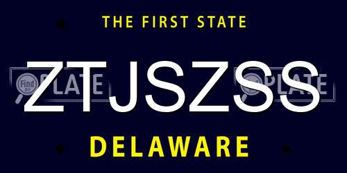 ZTJSZSS Delaware License Plate