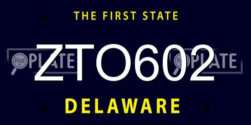 ZTO602 Delaware License Plate