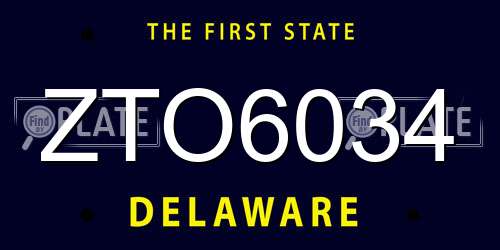 ZTO6034 Delaware License Plate