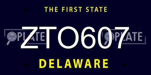 ZTO607 Delaware License Plate