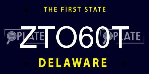 ZTO60T Delaware License Plate