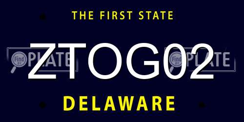 ZTOG02 Delaware License Plate
