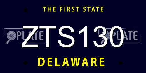 ZTS130 Delaware License Plate