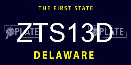 ZTS13D Delaware License Plate
