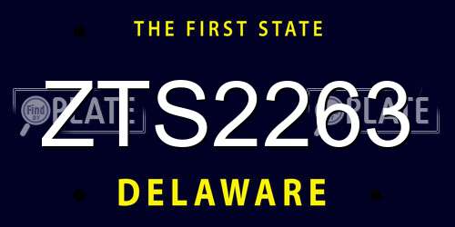 ZTS2263 Delaware License Plate