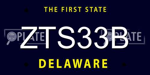 ZTS33B Delaware License Plate