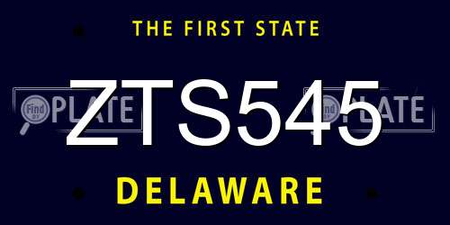 ZTS545 Delaware License Plate