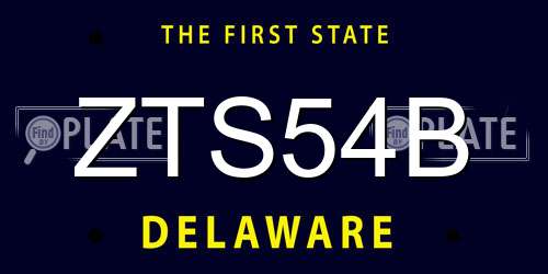 ZTS54B Delaware License Plate