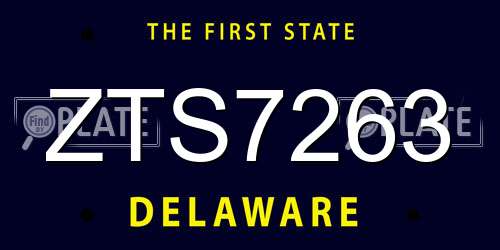 ZTS7263 Delaware License Plate