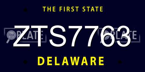 ZTS7763 Delaware License Plate