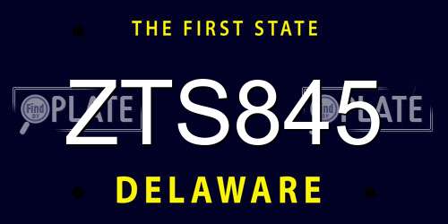 ZTS845 Delaware License Plate